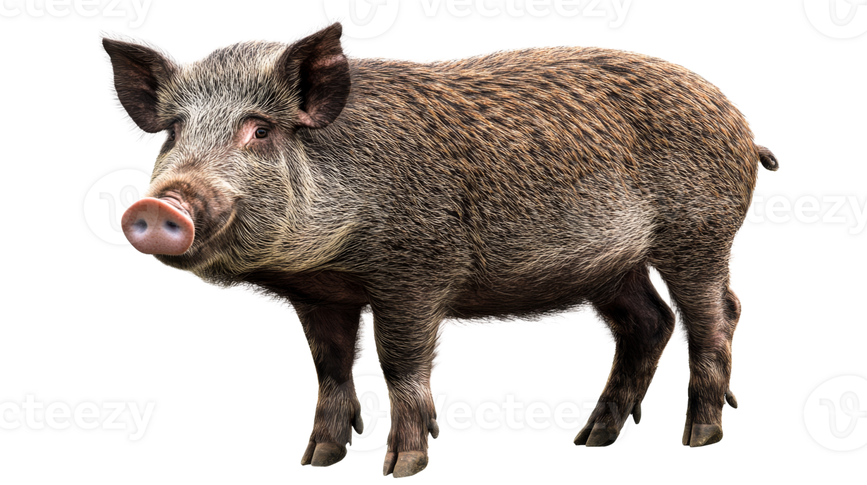 Wild Boar with Bristly Coat Posing Side View, cut out transparent png