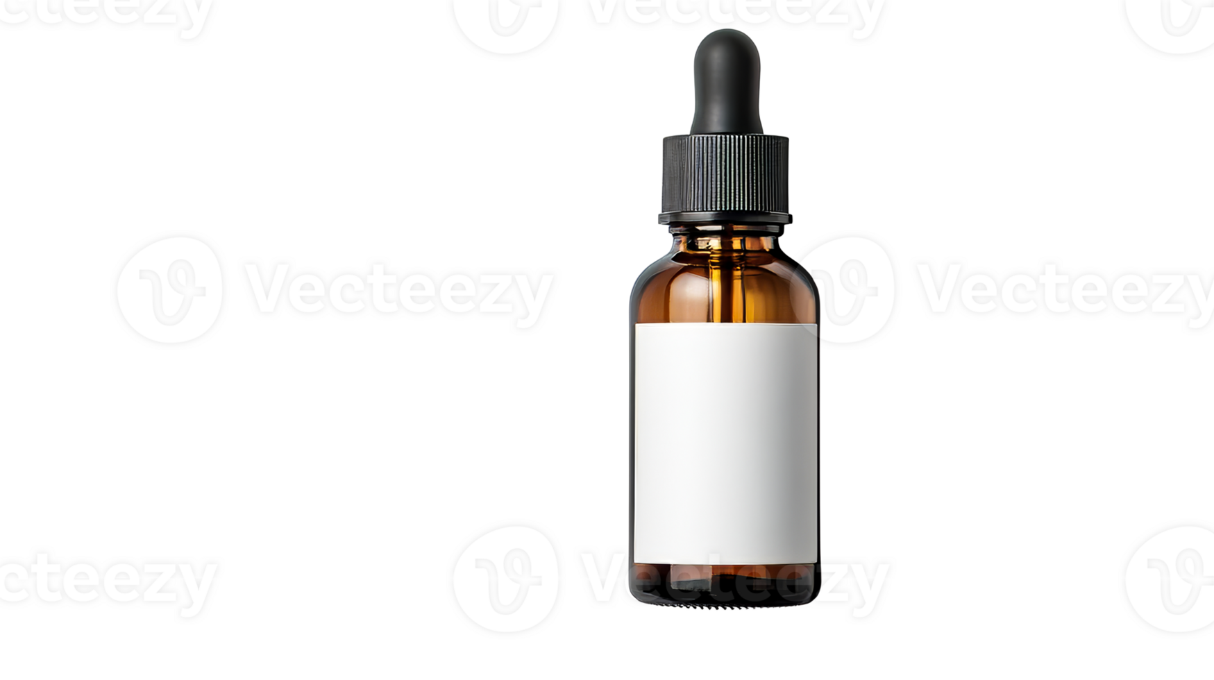 Brown bottle with label and dropper, cut out transparent png