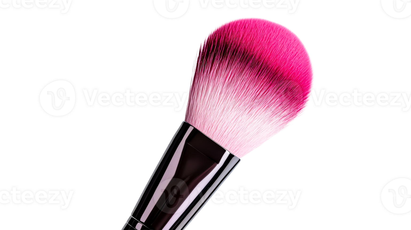 Pink makeup brush with thick bristles against a black backdrop, cut out transparent png