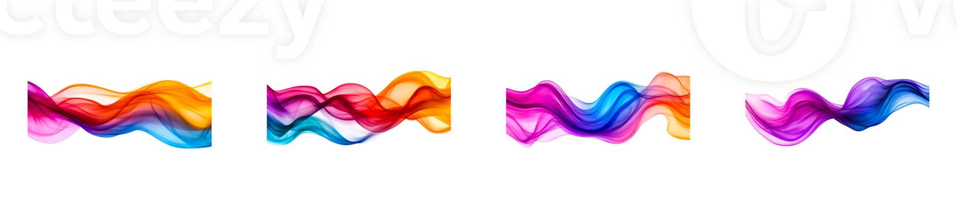 Abstract waves with gradient colors on black background, cut out transparent png