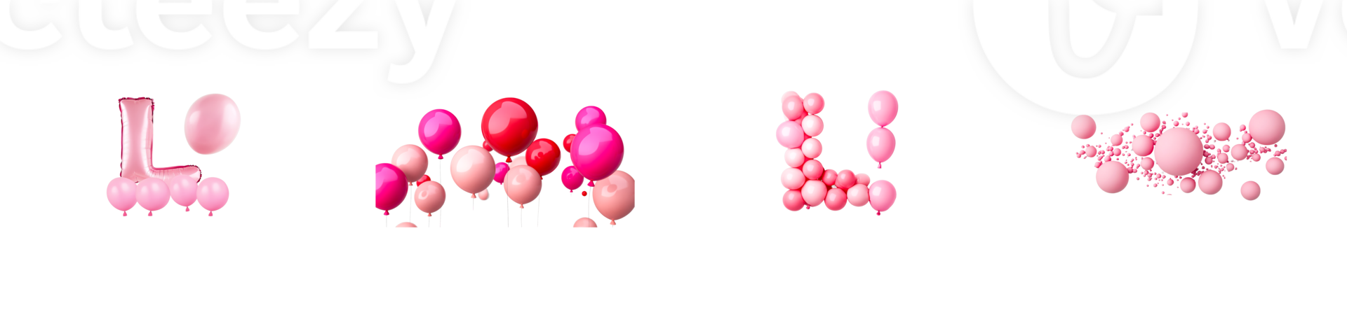 Letter L balloons, party decoration, celebration background element, cut out transparent png
