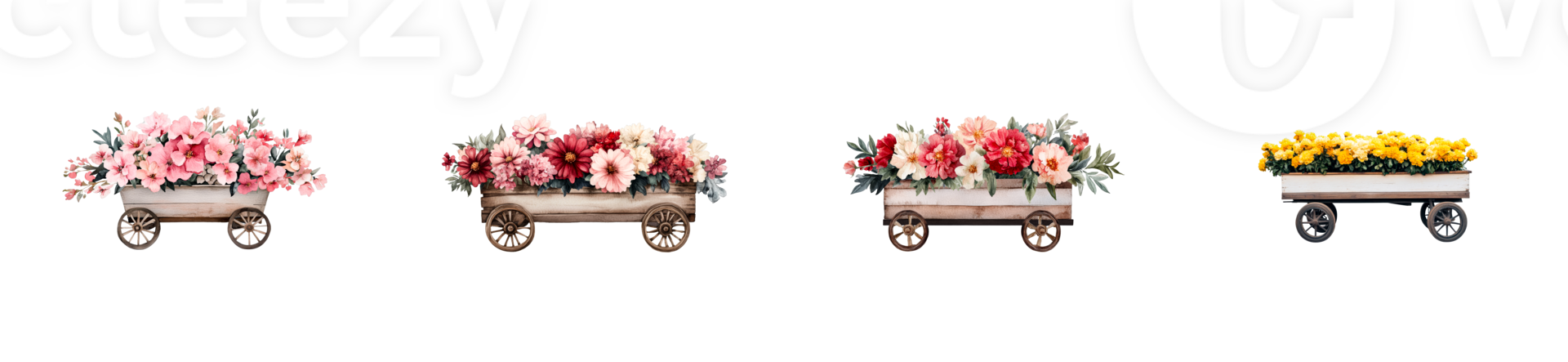 Decorative Floral Carts Watercolor Flower Arrangements, cut out transparent png