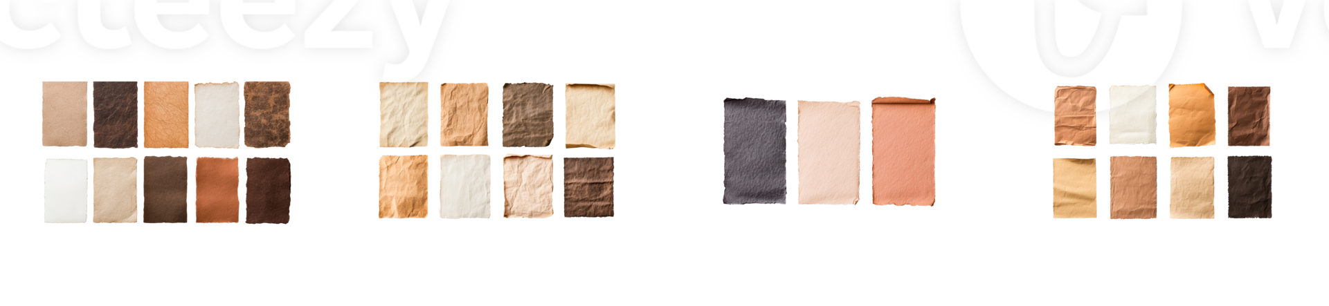 Paper swatches assorted textures and tones background , cut out transparent png