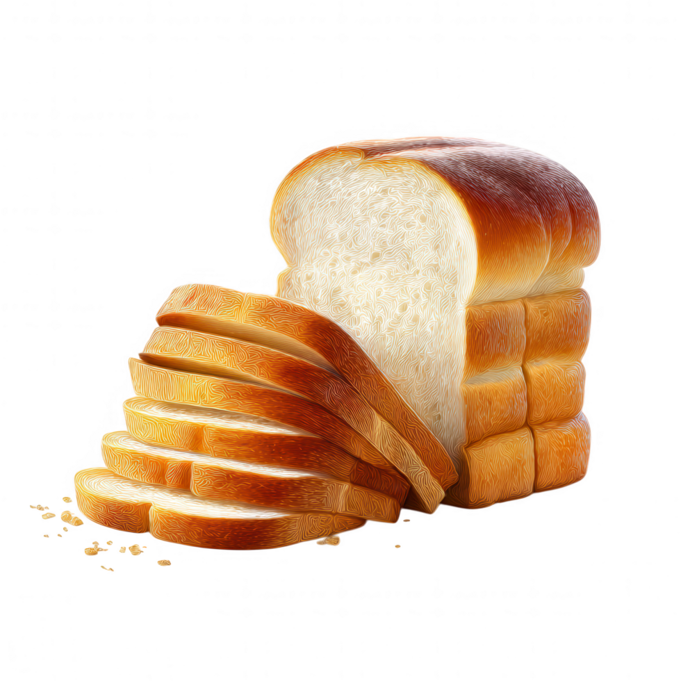Freshly sliced bread showcases golden crust and soft interior, perfect for breakfast or sandwiches. Its inviting aroma and texture make it delightful addition to any meal png