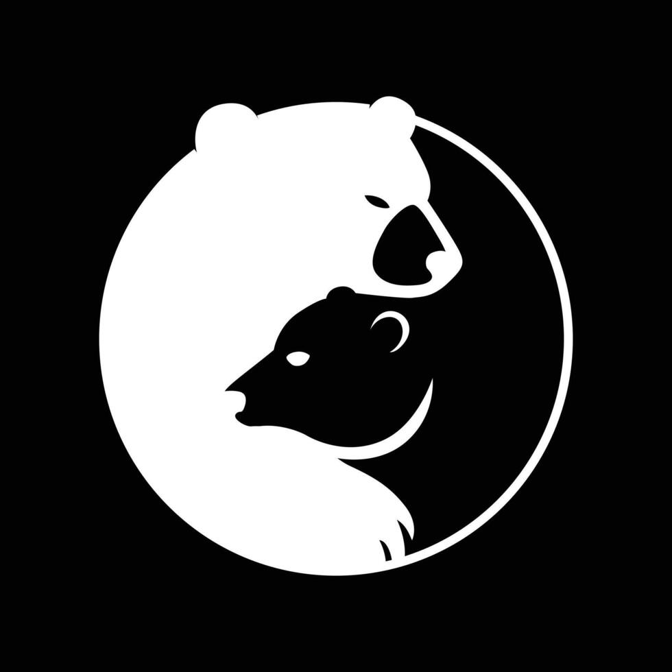 bear yin yang logo vector