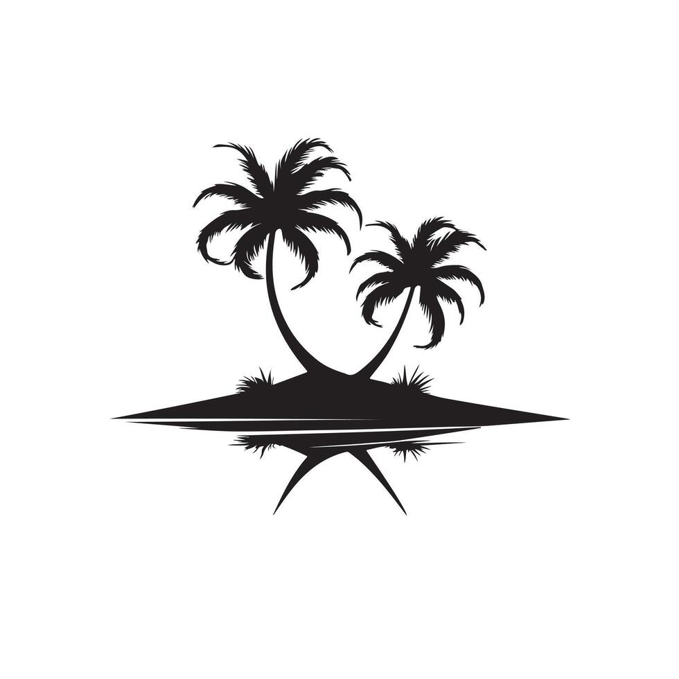 Tropical Palm Tree Silhouette in Black and White vector