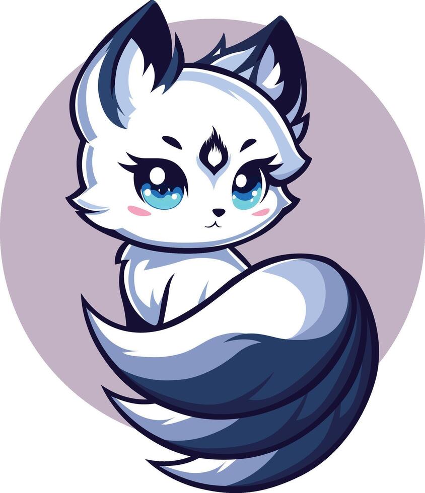 white fox cartoon characters vector