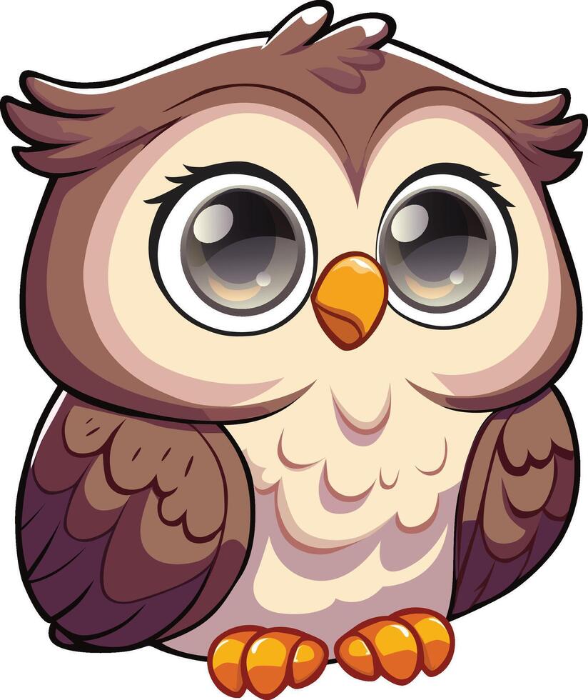 little brown owl big eyes vector