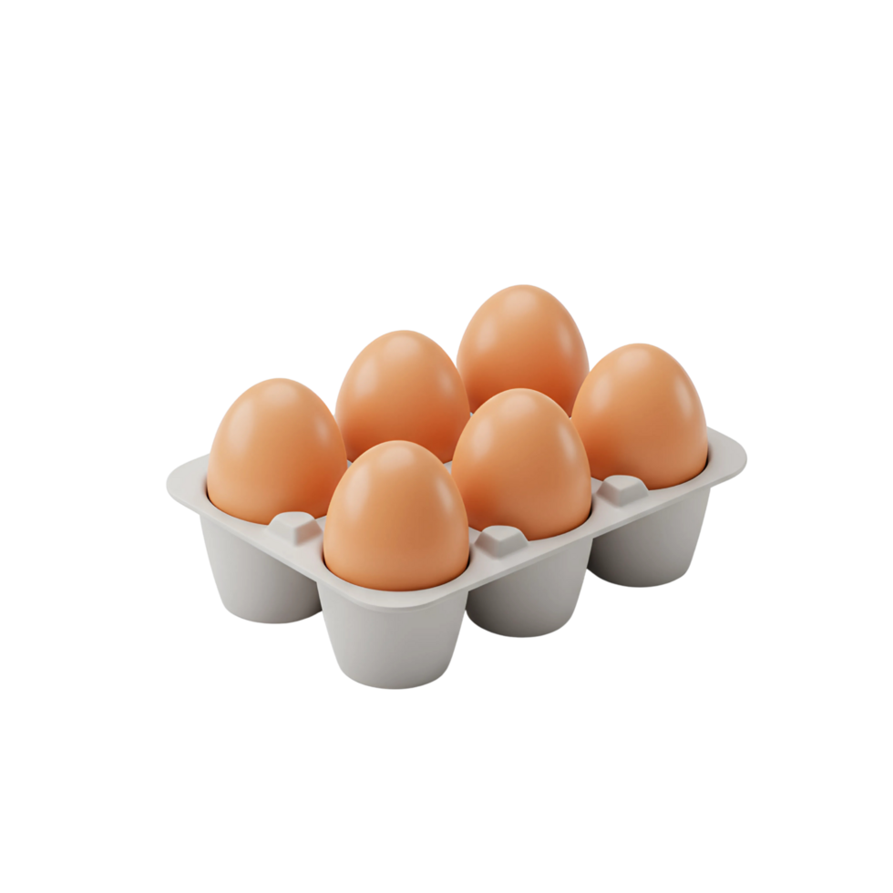 3D Egg Carton Icon - Six Brown Eggs Illustration png