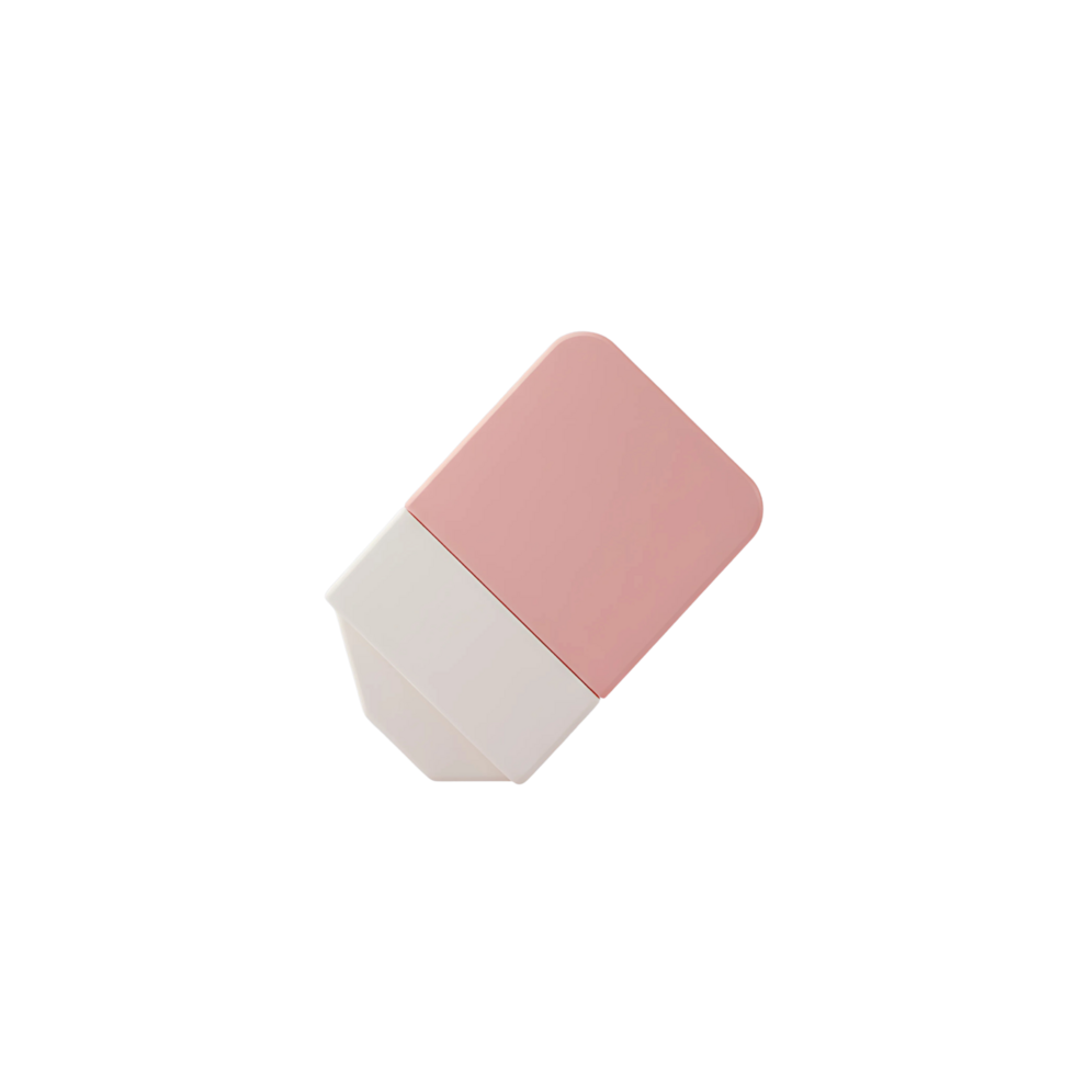 3D Eraser Icon - Pink and White Rubber Illustration png