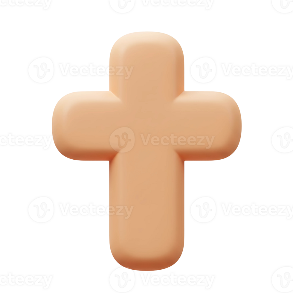 3D Christian Cross Icon - Religious Symbol Illustration png