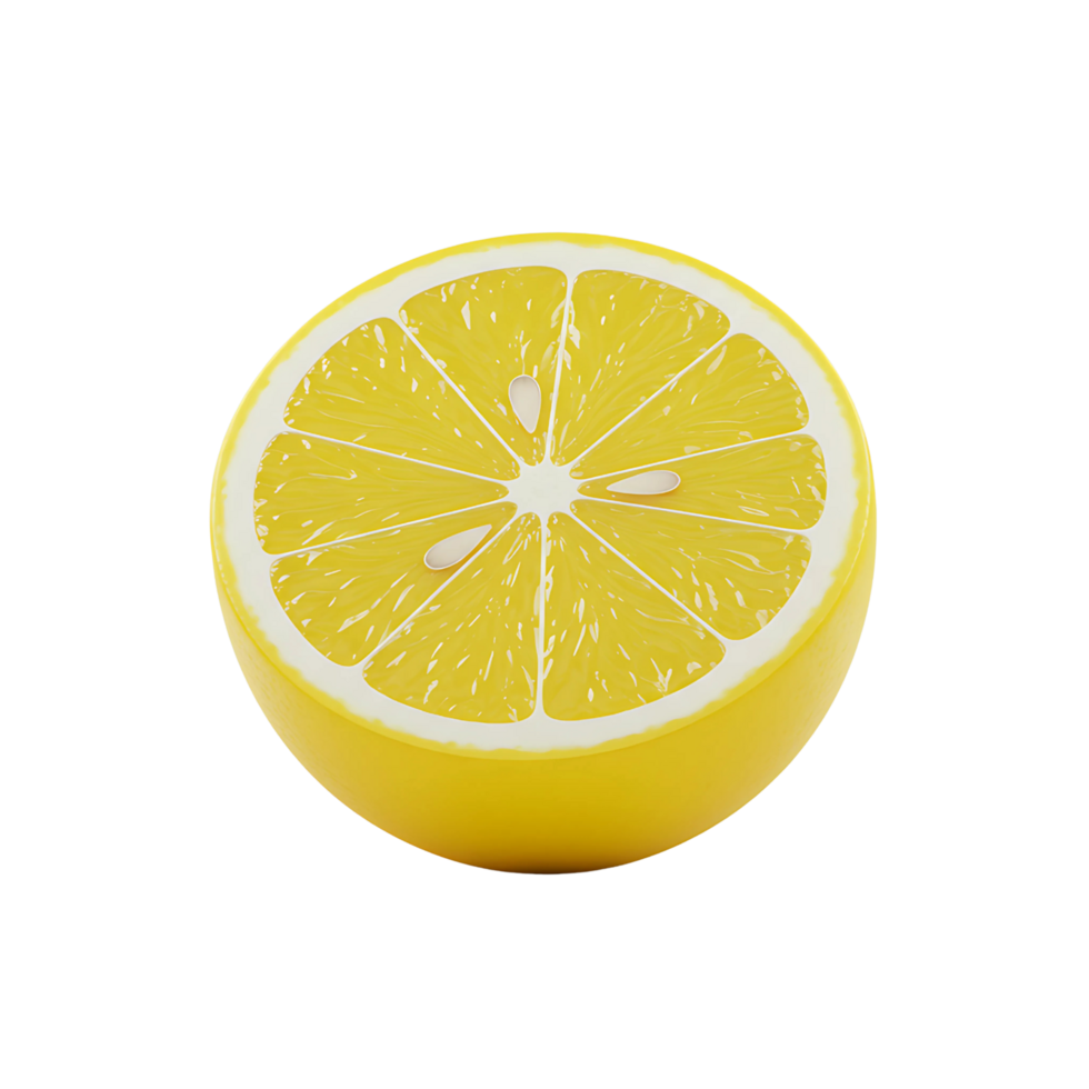 3D Lemon Slice Icon - Realistic Citrus Fruit Illustration png