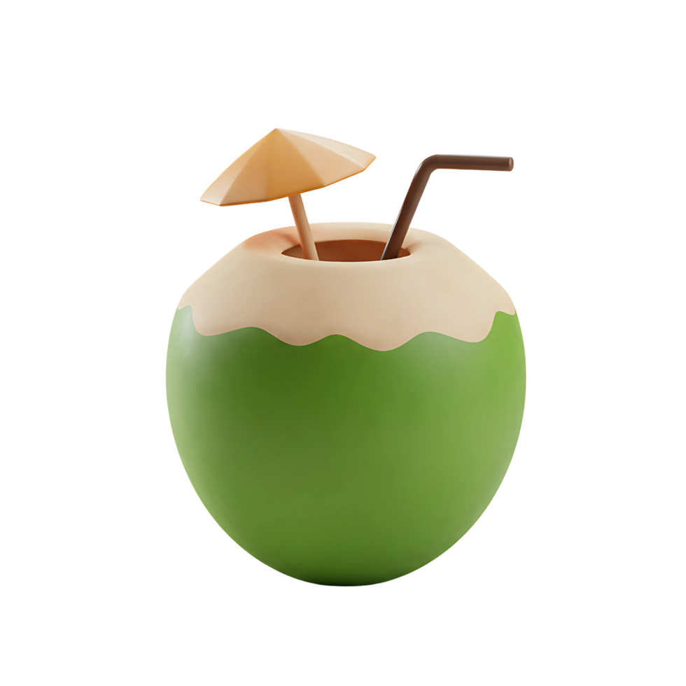 3D Coconut Drink Icon - Tropical Beverage Illustration png