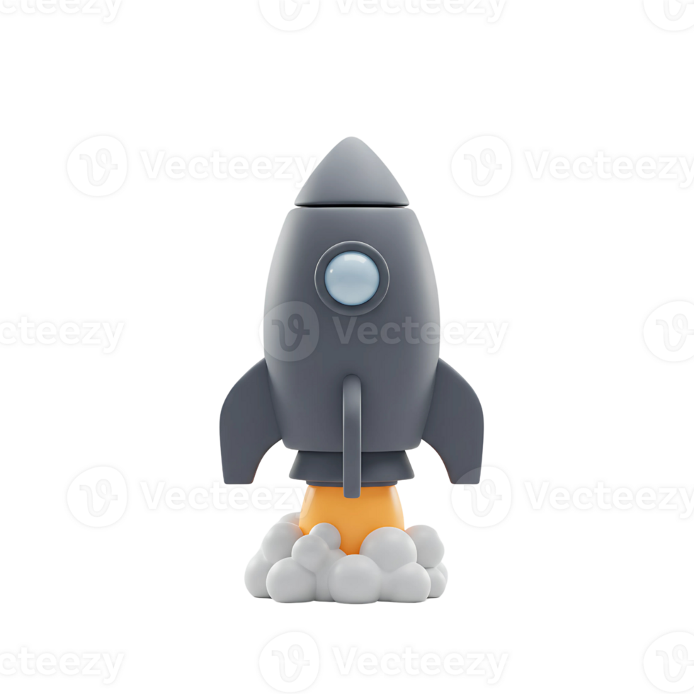 3D Rocket Launch Icon - Spacecraft Takeoff Illustration png