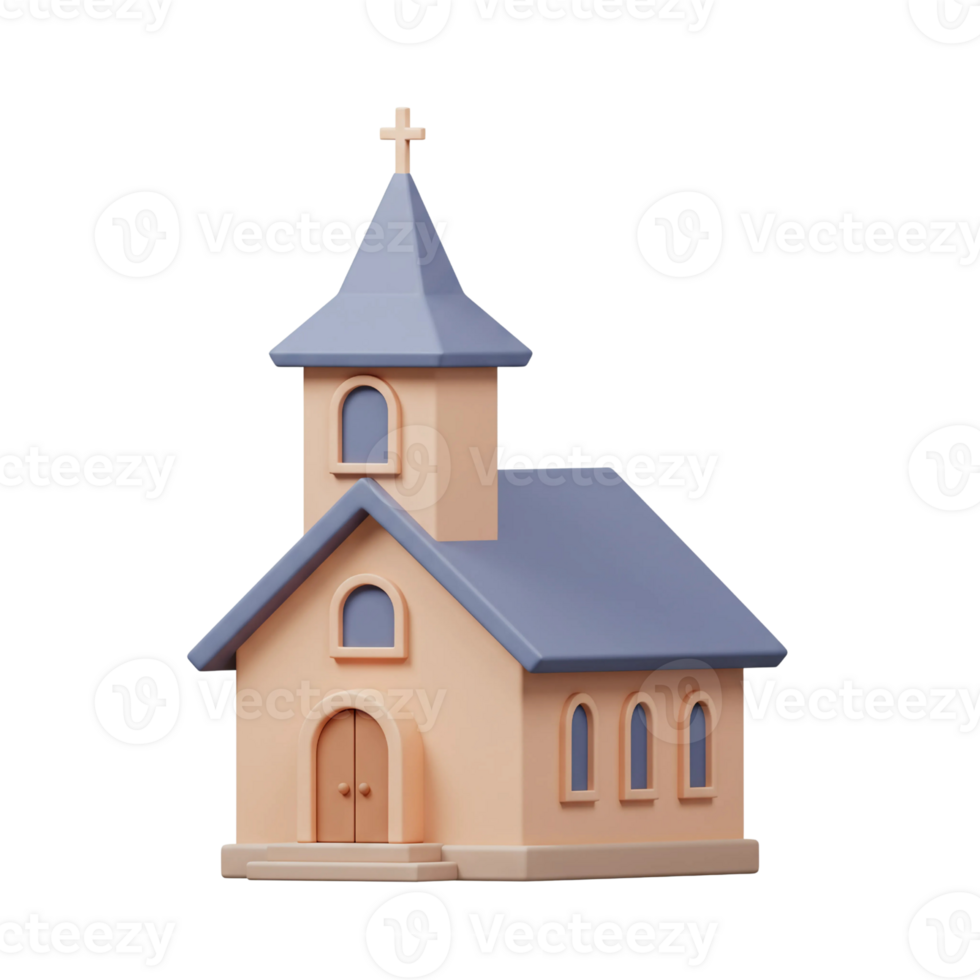 3D Church Building Icon - Religious Place of Worship Illustration png