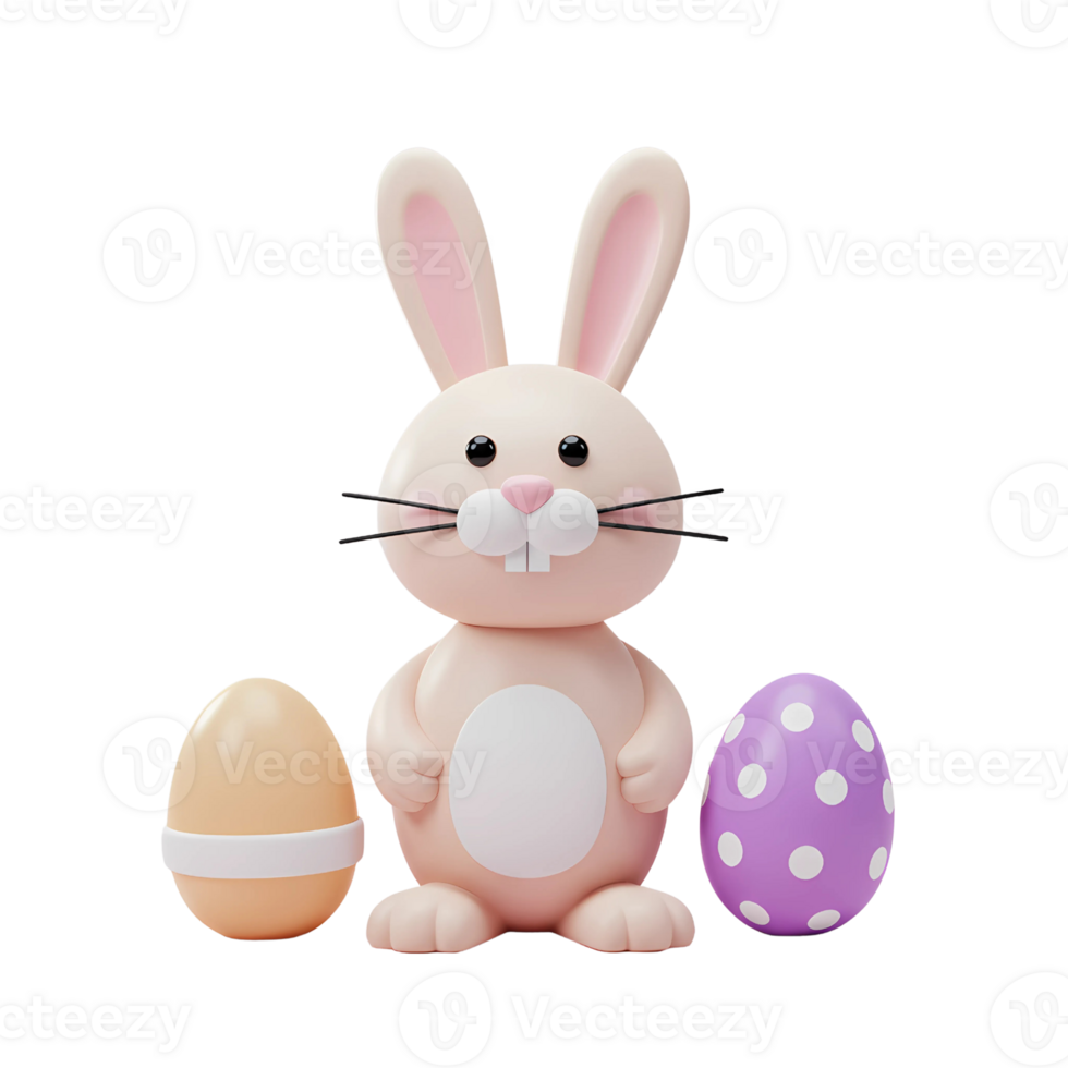 3D Easter Bunny and Eggs Icon - Festive Holiday Illustration png