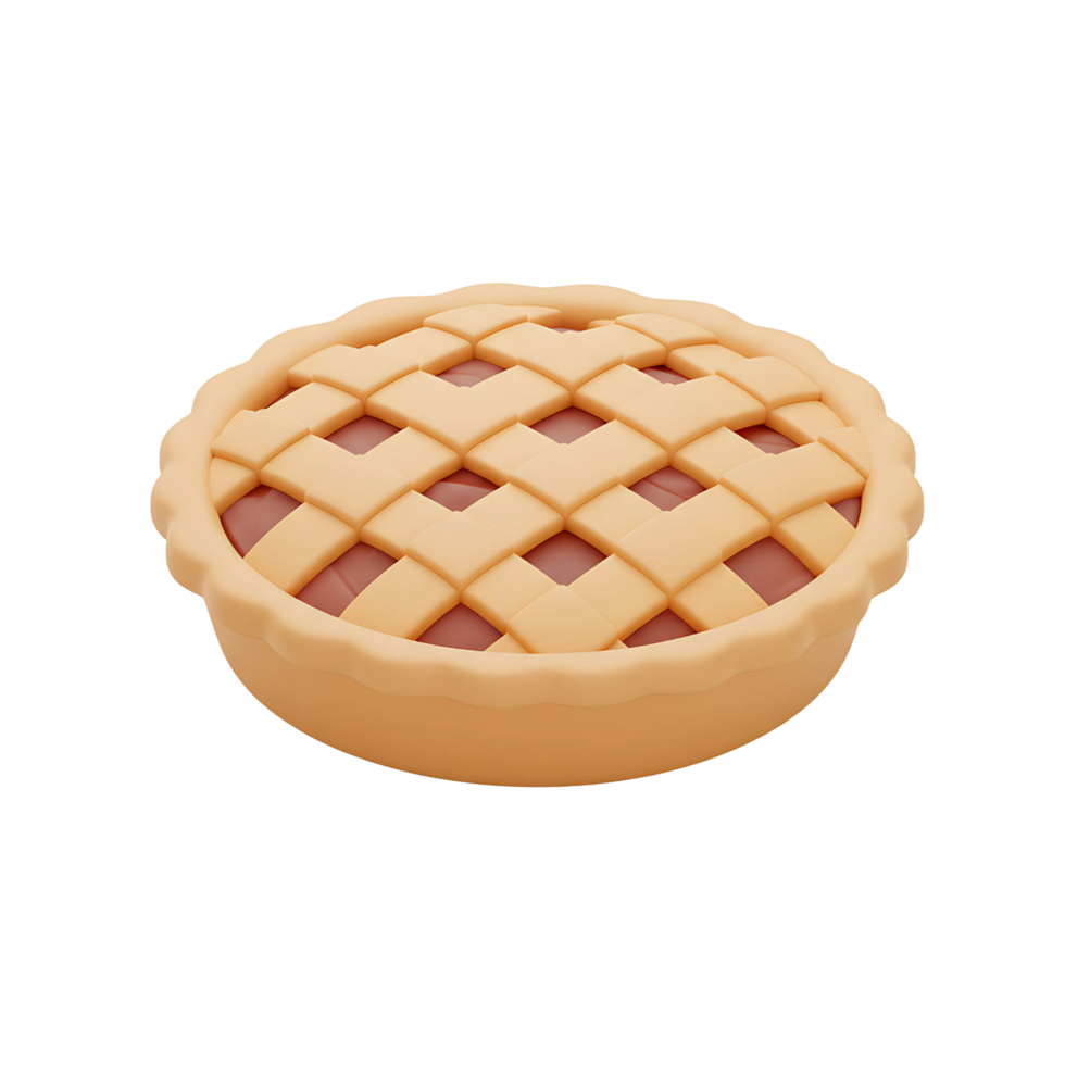 3D Lattice Pie Icon - Baked Dessert Illustration png