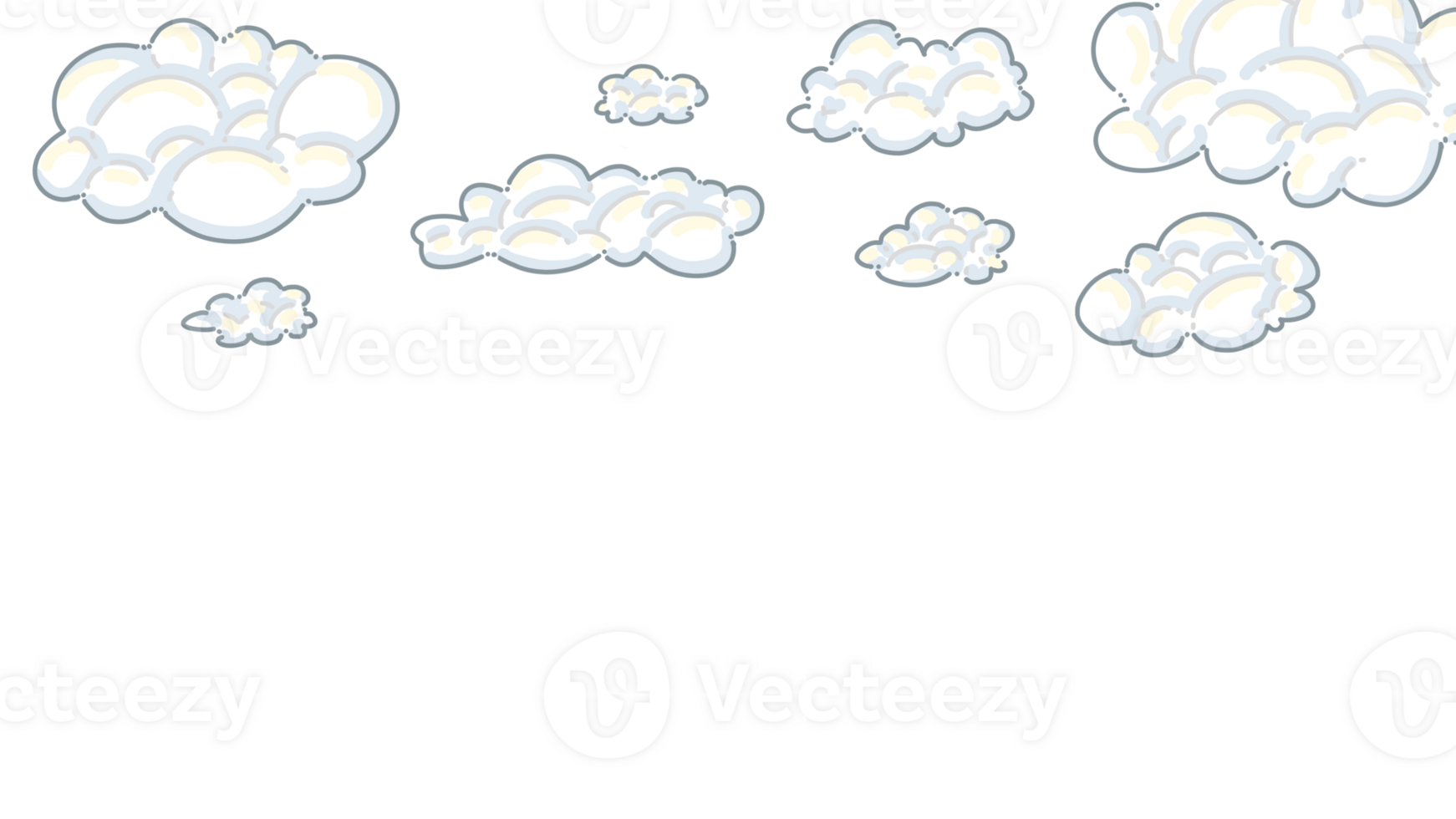 White fluffy summer clouds without background png