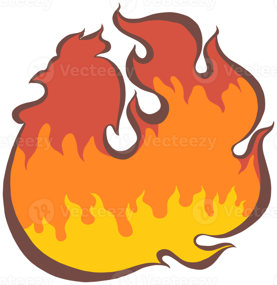 Illustration Chicken shape combined with flame shape isolated on a transparent background png