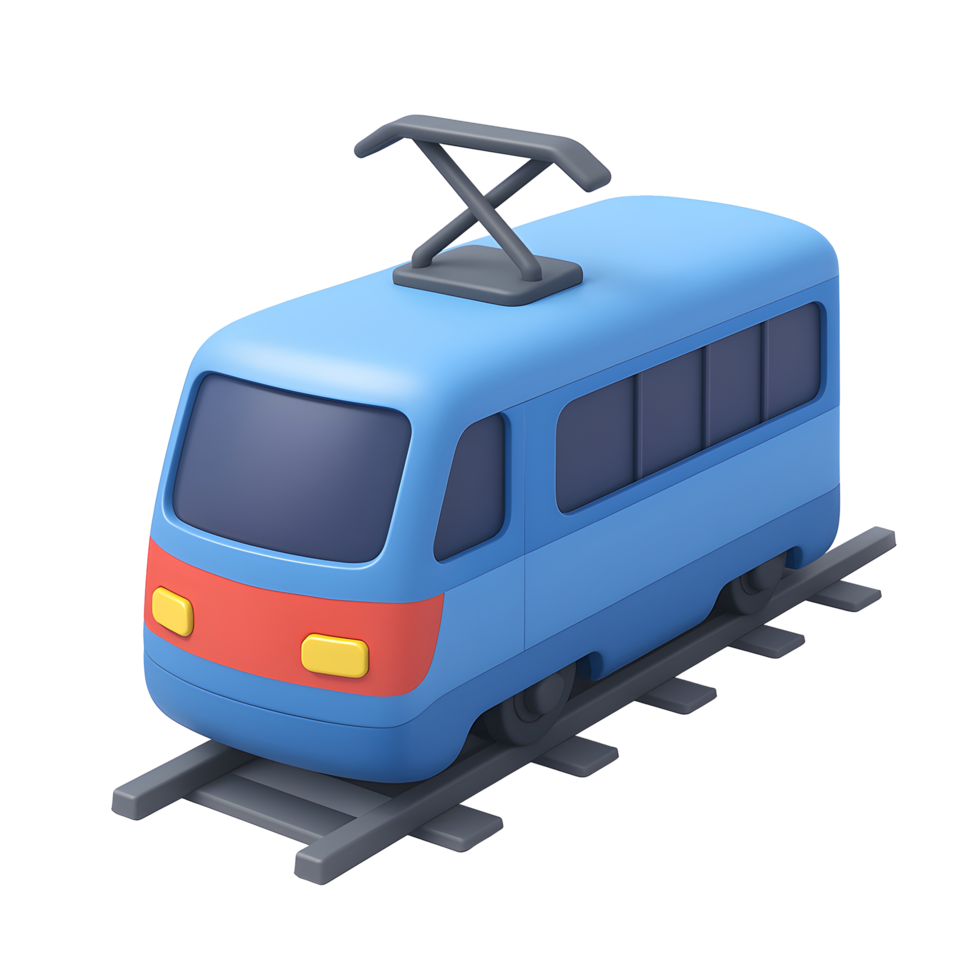 3D Modern Electric Train Cartoon Illustration png