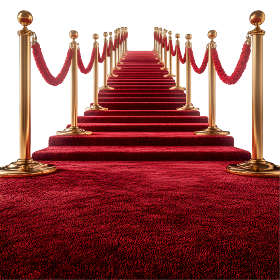 Red carpet stairs gold stanchions event premiere luxury png