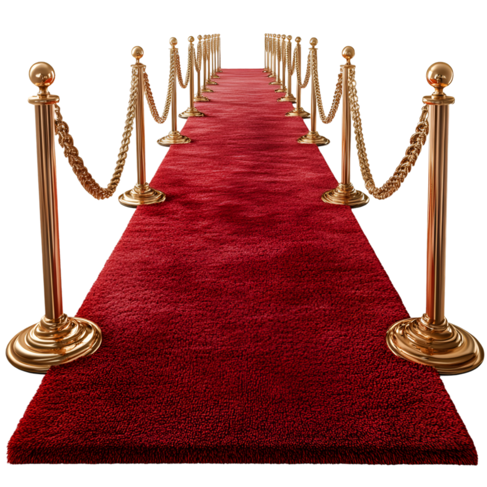 Red carpet entrance gold stanchions luxury event png
