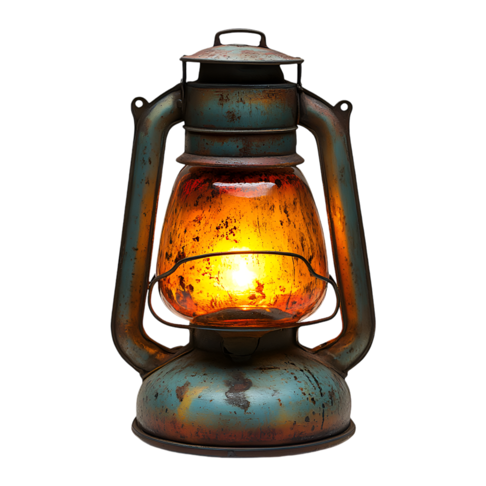 Glowing Rustic Lantern Old Metal Light Warm Amber, png