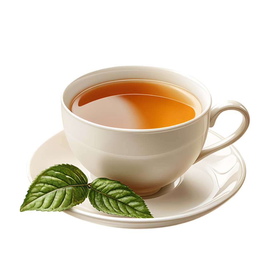 Aromatic Teacup Fresh Brew Herbal Tea Leaves Relaxation Warm Drink png