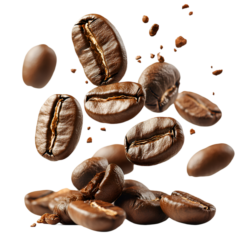 Roasted Coffee Beans Falling Delicious Aroma png