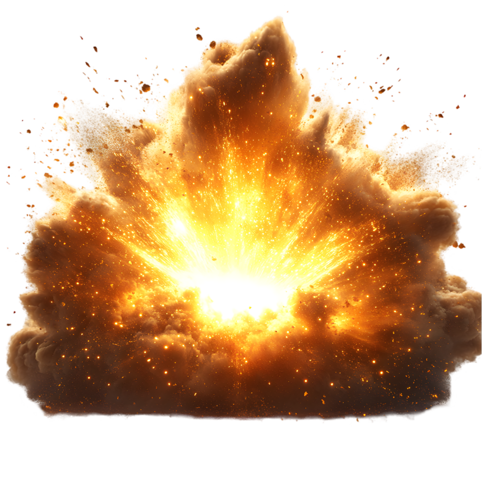 Fiery explosion bright sparks intense heat powerful blast png