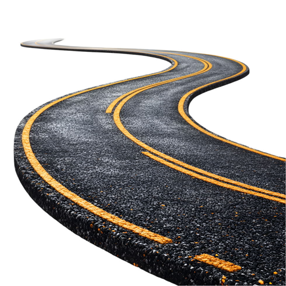 Winding Road Journey Asphalt Yellow Lines Travel Adventure, png