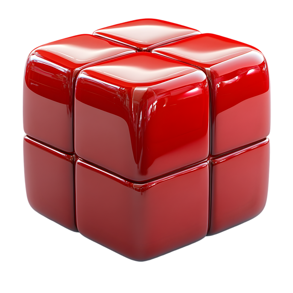 Red glossy cube abstract design modern art png