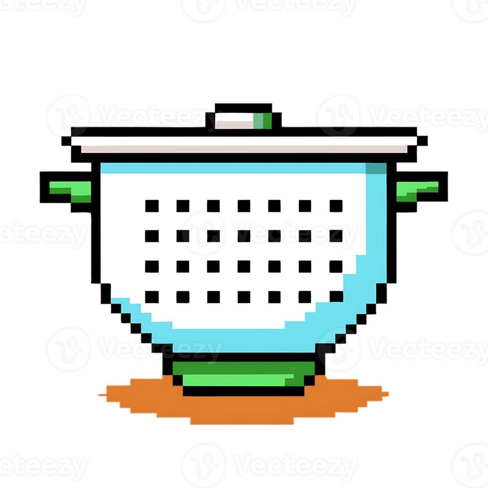 Simple pixel art representation of kitchen colander png