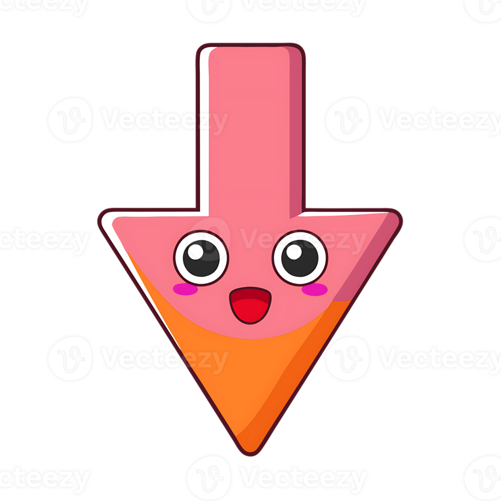 Kawaii smiling arrow character with cute design on transparent background png