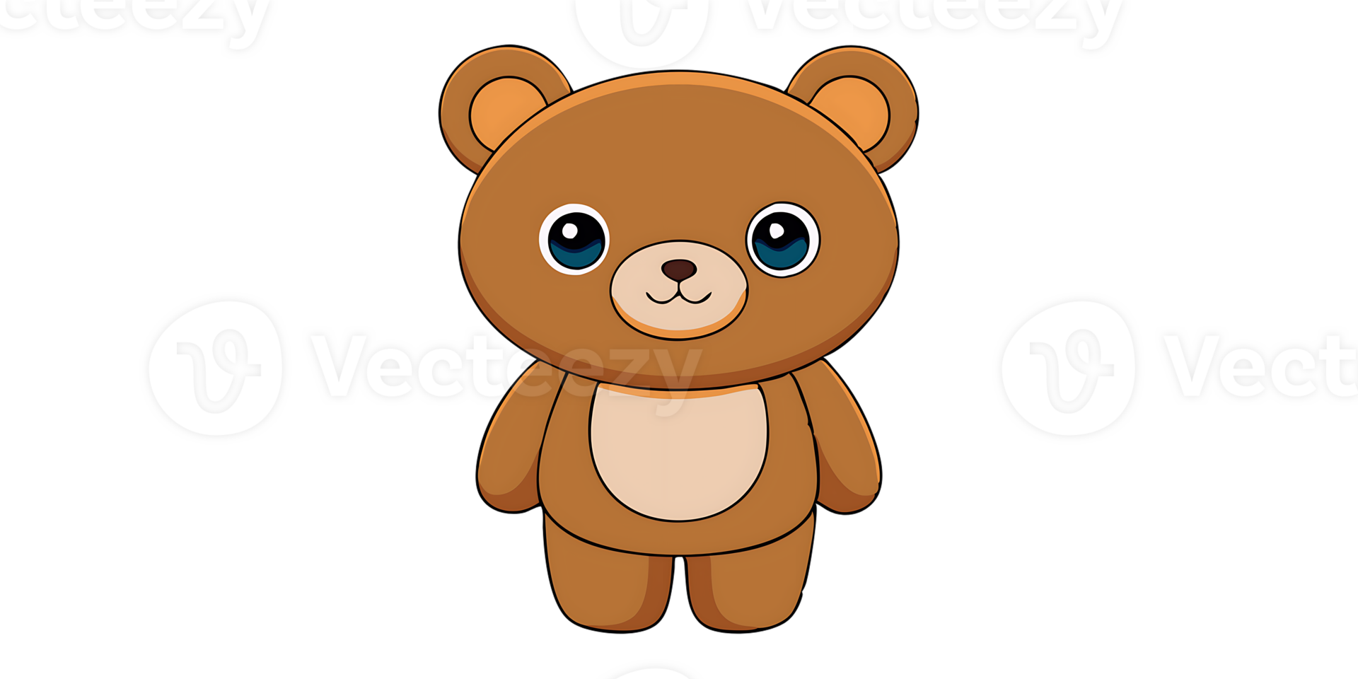 Cute kawaii bear character illustration with friendly expression png