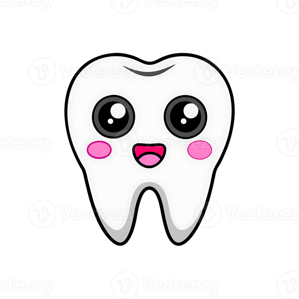 Delightful kawaii tooth character smiling brightly png