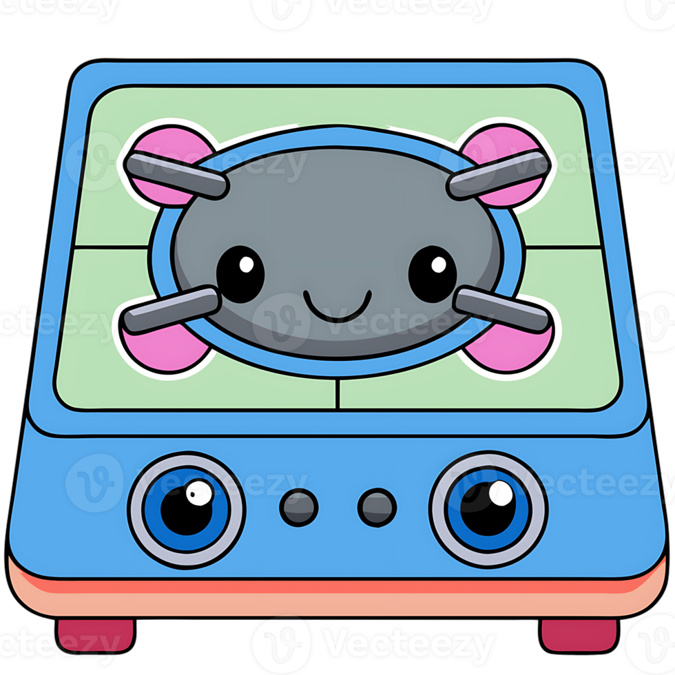 Kawaii gas ring with cheerful face design png