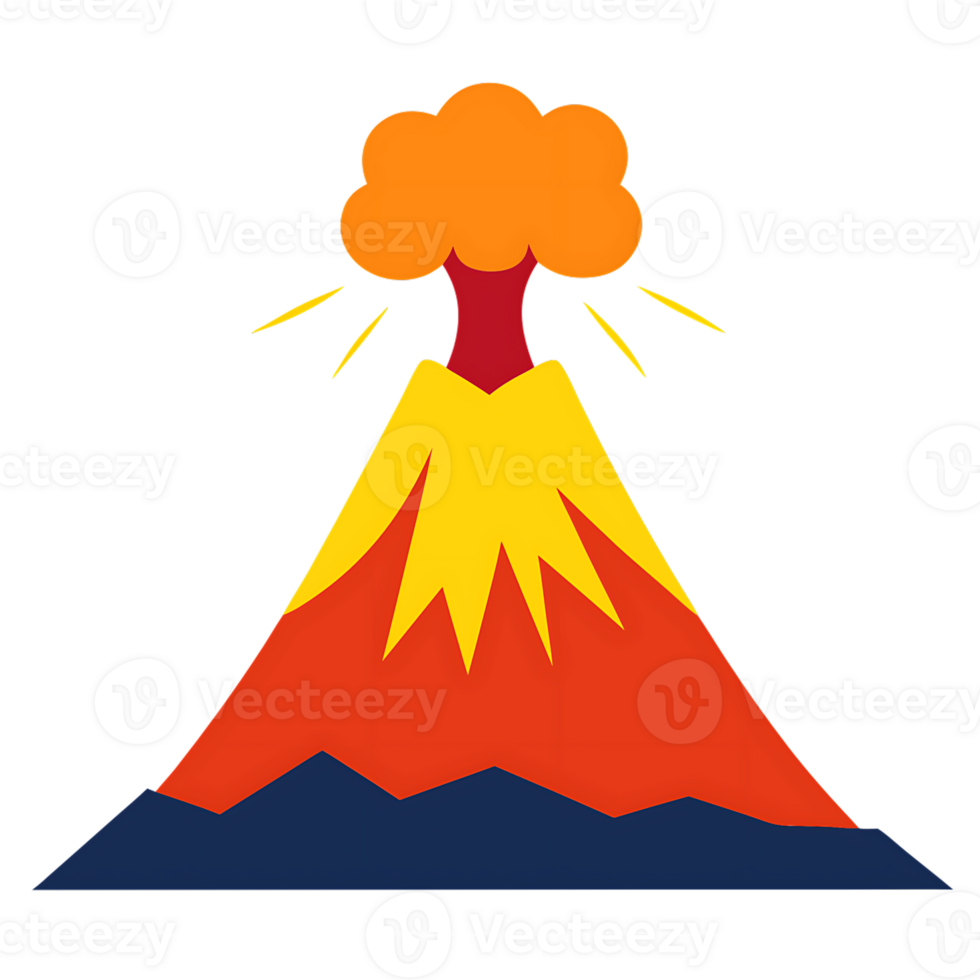 volcano erupting with colorful lava against a bright sky png