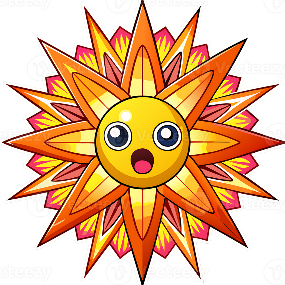 Bright and cheerful kawaii sun illustration with playful expression and vibrant colors png