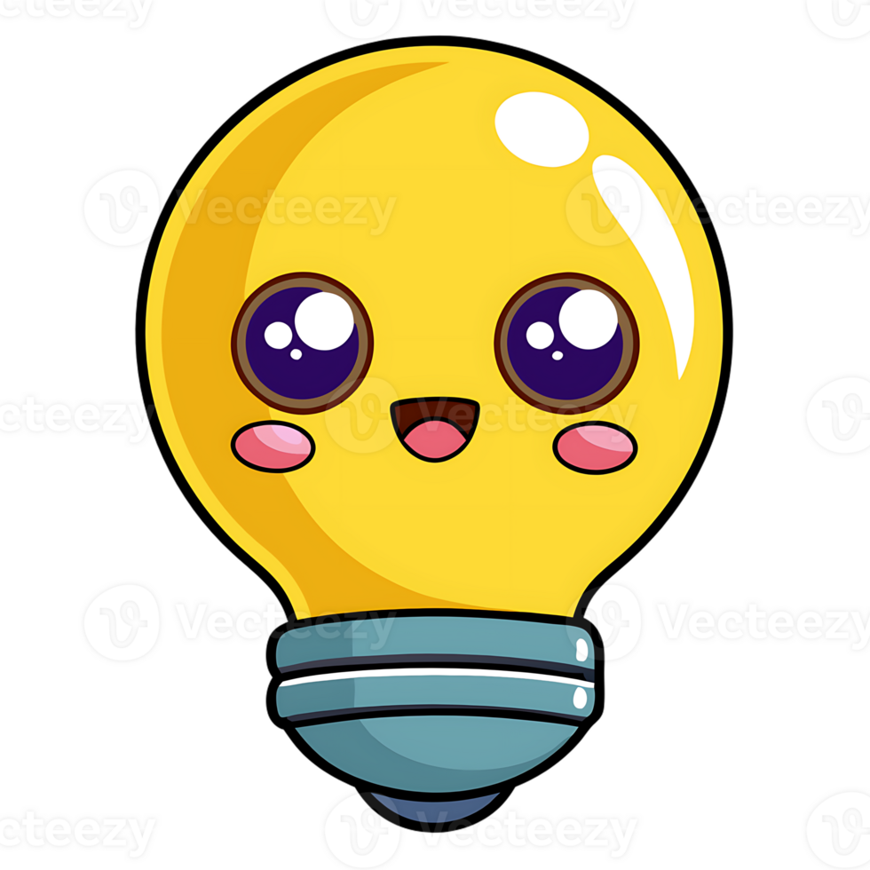 Brightening up your day with a kawaii light bulb character in playful design png