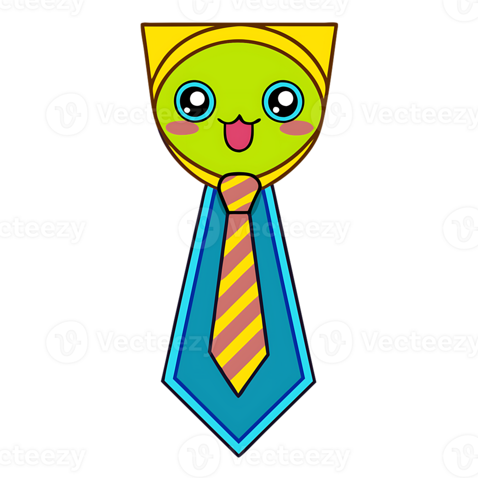 playful Kawaii playful tie character with smiling face and bright colors png