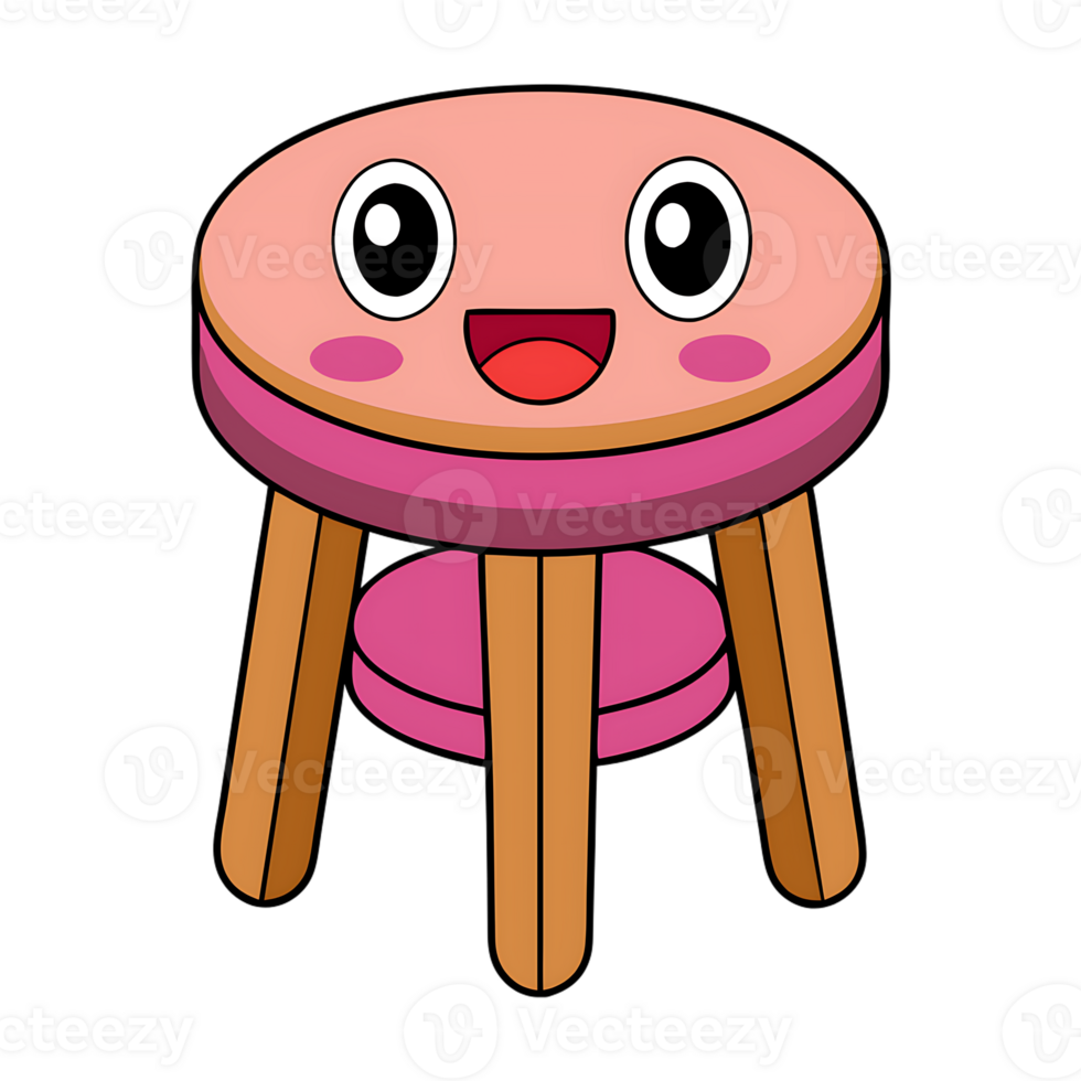 cute, kawaii stool with a happy face png