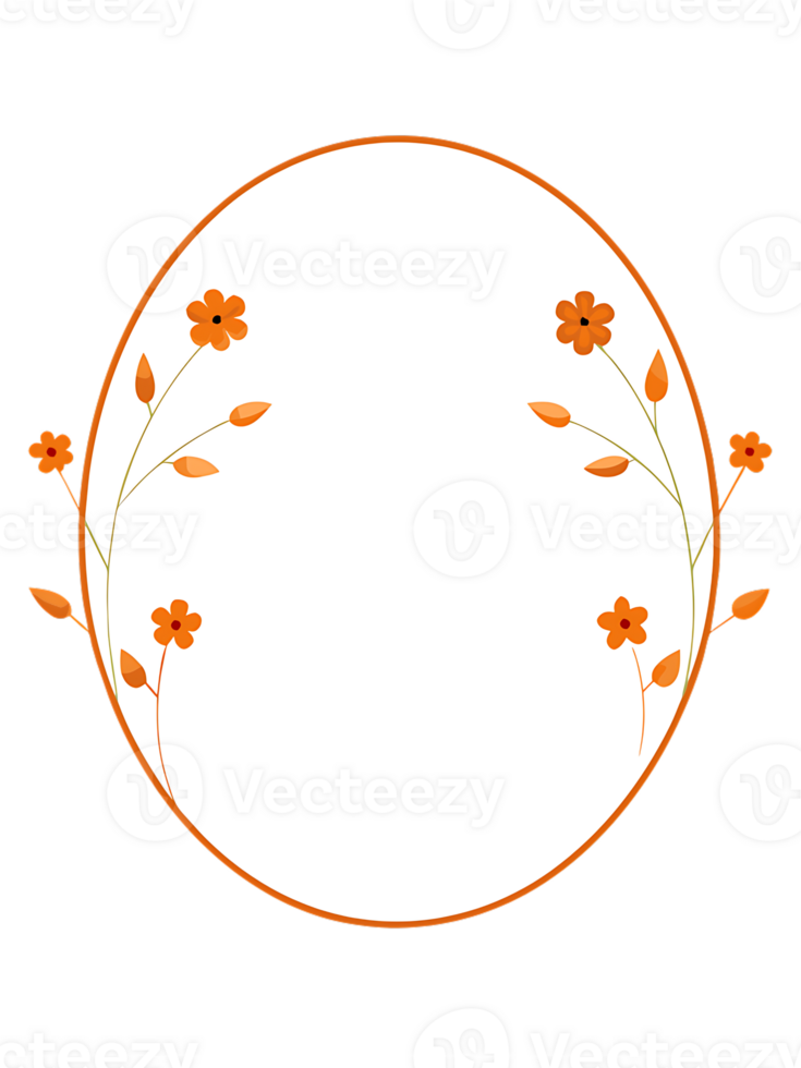 Delicate border of orange flowers framing a blank space for creative inspiration png