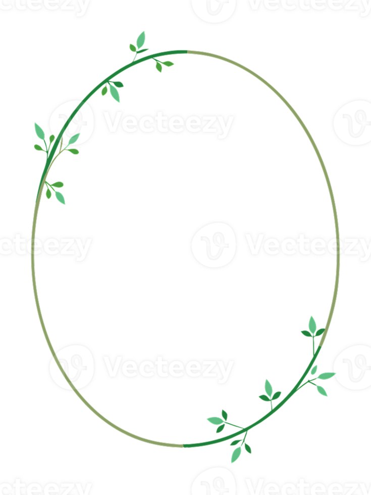 Slim oval border of delicate green flowers framing a blank space for various uses png