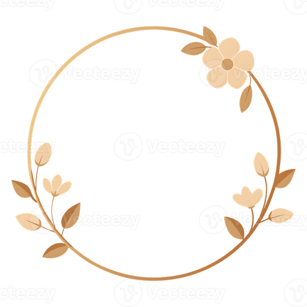 Delicate floral border design with beige flowers for various decorative uses png