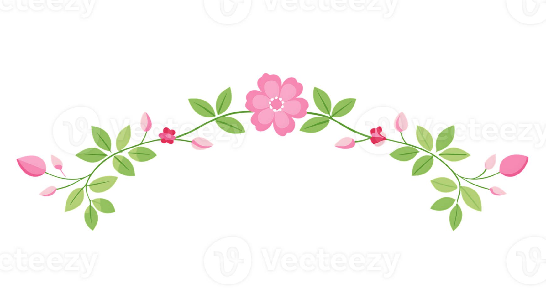 Pink delicate flowers border suitable for spring wedding invitations or decorative themes png