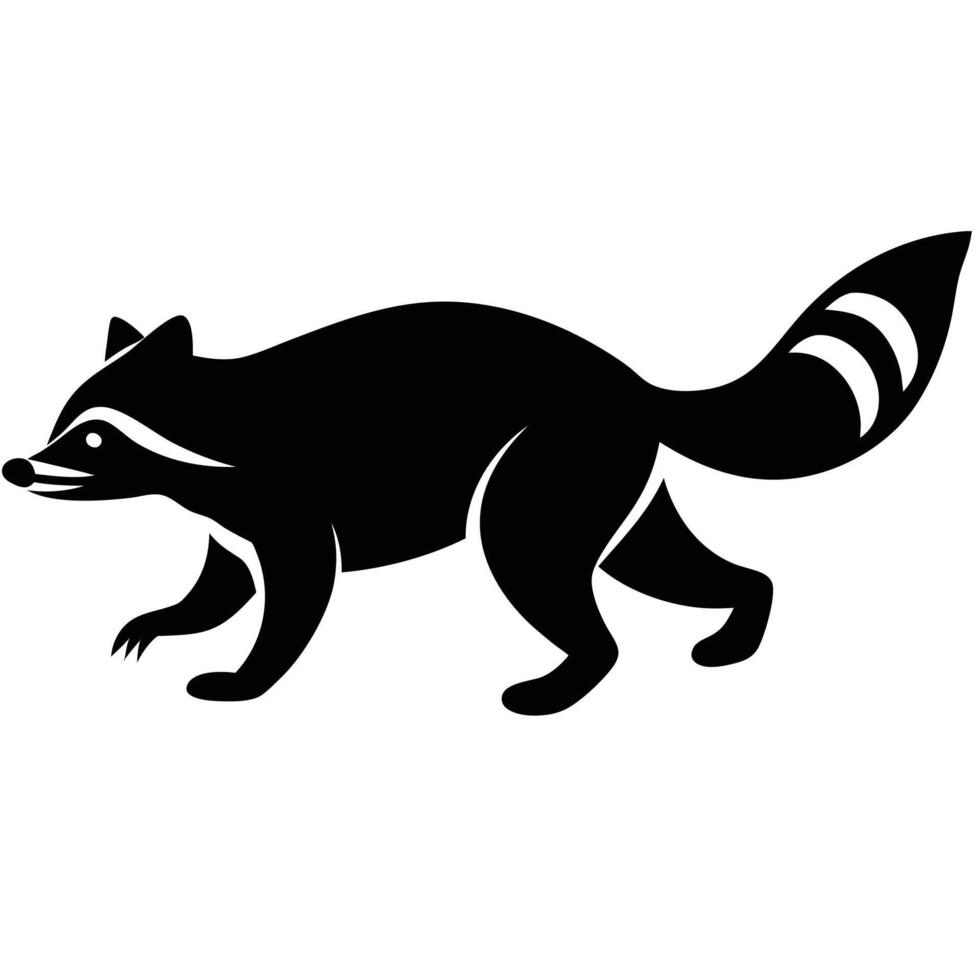 Playful Raccoon Silhouette Design. vector