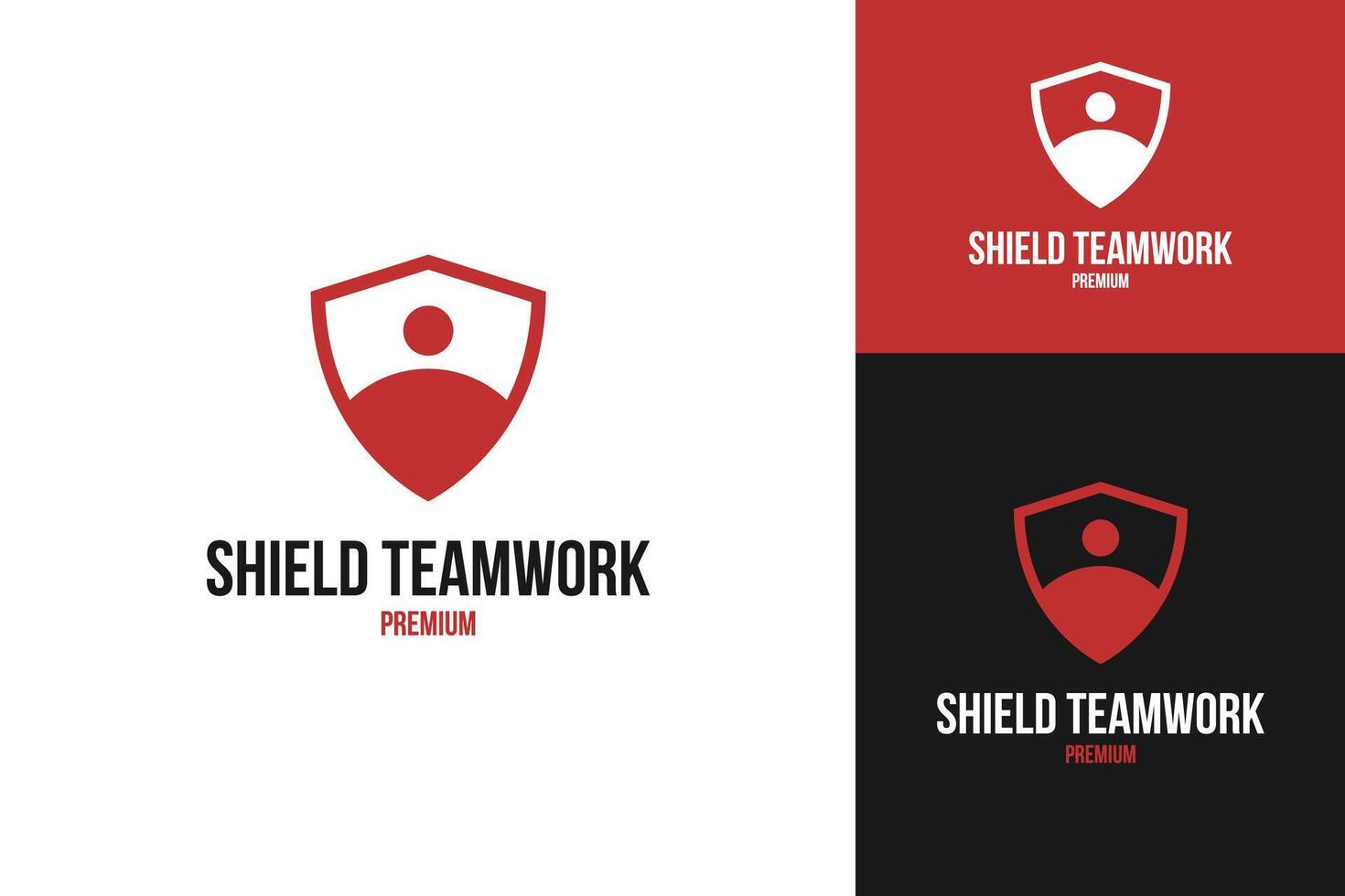 Shield teamwork logo design symbol illustration vector