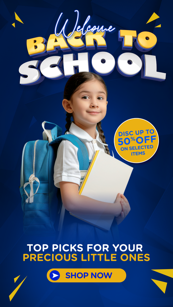 Welcome Back To School Shop Now Social medoia Story psd