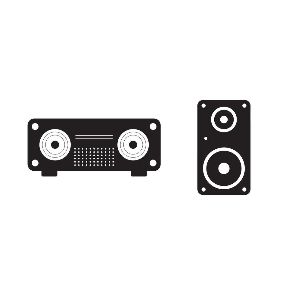 Audio Receiver and Speaker Icon Set vector